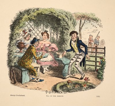 Tee im Laubengang, veröffentlicht 1831 von George Cruikshank